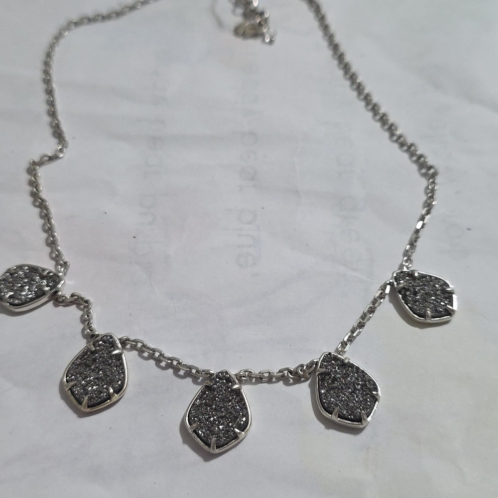 Lucky Brand Druzy Silver Dangle Charm Necklace